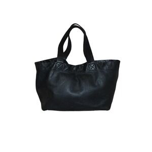 Madewell Large Transport Tote Black Leather Magnetic Snap Open Top Older Version